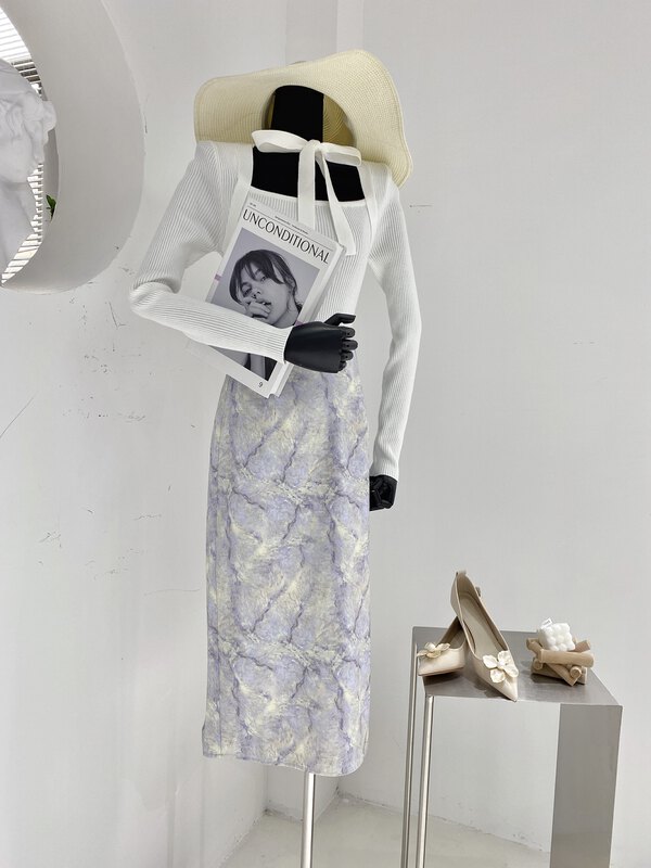 CXDHH [Strict Selection-Growing Grass to Become Trees] Holiday Floral Straight Skirt XC21-19134-G# JHY