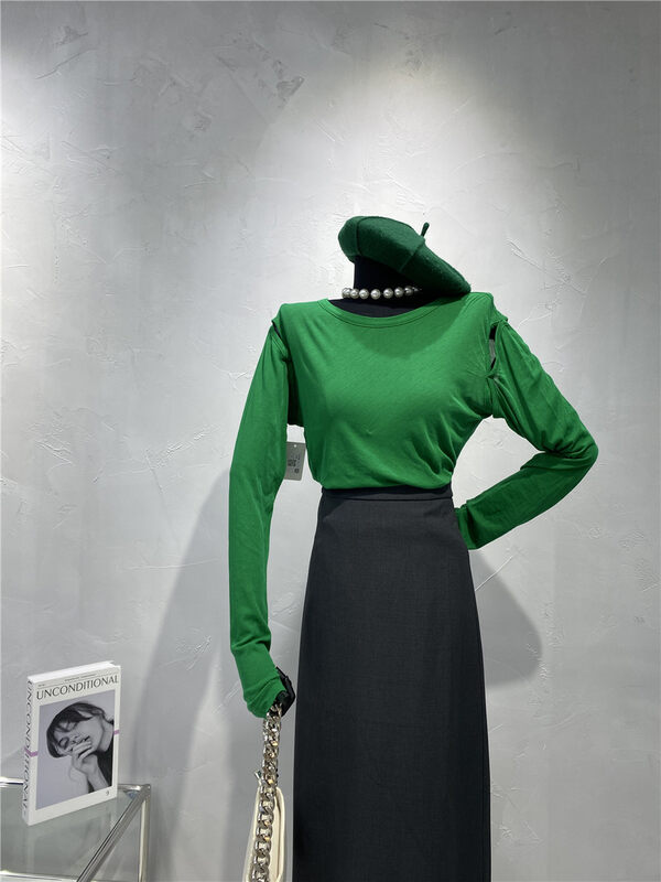 CXDHH [Strict Selection-Growing Grass to Become a Tree] Korean version of the simple round neck long-sleeved T-shirt XC12-21575# JJ