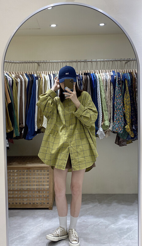 New in autumn! [DA.7] Color plaid loose long-sleeved shirt YS1-3191# LSL
