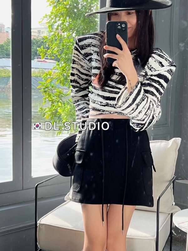 Autumn is new! [DL] Striped Korean lace-up long-sleeved T-shirt 9123# WTT