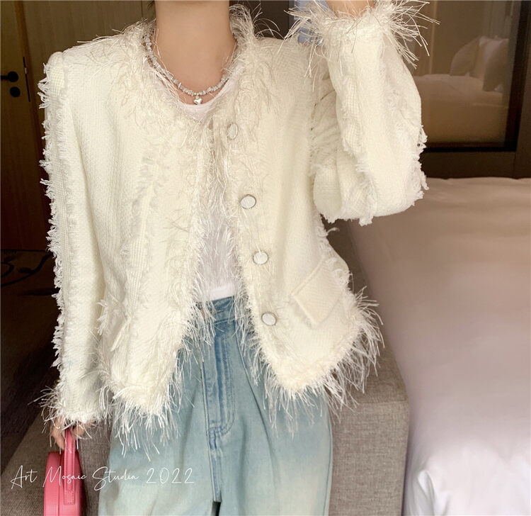 New in autumn! [MOSAIC] Xiaoxiangfeng Heavy Industry tassel design short coat 225096# CQW