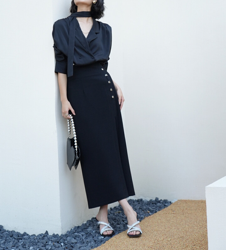 【GL】H-shaped slim slit skirt C7061# JHY