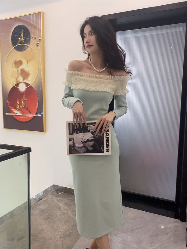 New in autumn! [Xiye] Western-style slimming one-shoulder dress YS1-6007# JJ