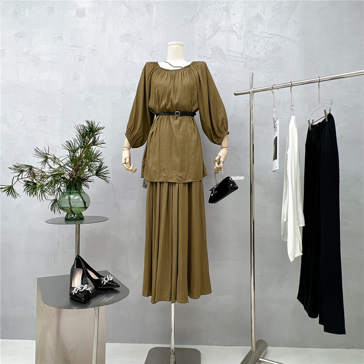 CXDHH/New in early spring! [Strict selection - planting grass into trees] Korean version of the simple solid color skirt XC9-D-10312# XYJ