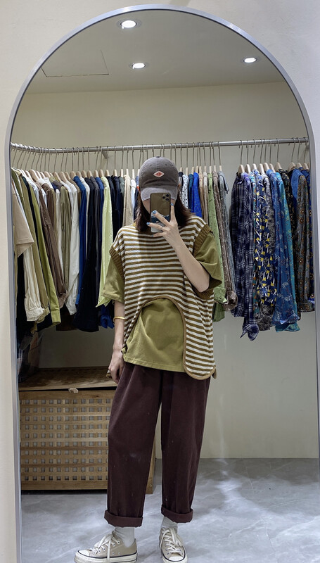 Early autumn new style! [DA.7] Irregular striped knitted vest (only for vest) 3165# LSL