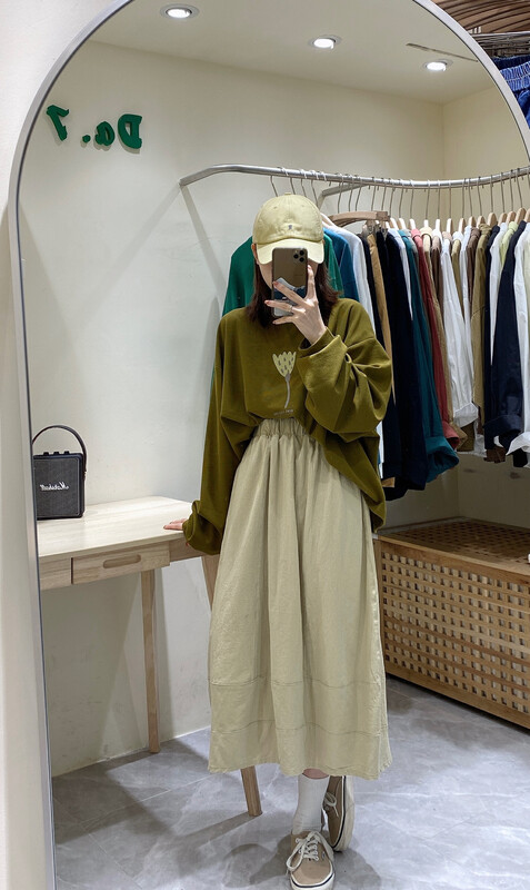 New in early autumn! [DA.7] Washed cotton and linen stitching skirt 6106# LSL