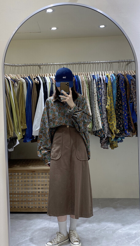 New in early autumn! [DA.7] Washed cotton workwear skirt 6122-# LSL