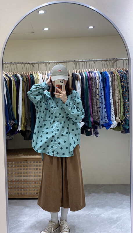 Autumn is new! [DA.7] Japanese simple big polka dot shirt YS1-3197# LSL
