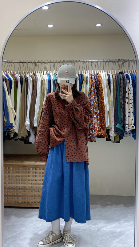 Autumn is new! [DA.7] Corduroy love button shirt YS1-3217# LSL