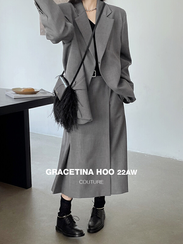 【GRACETINA HOO】Nice irregular access control shoulder pad suit WT3164