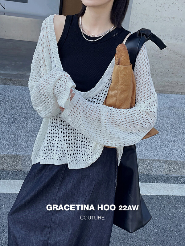 [GRACETINA HOO] Design hollow loose knitted sweater Z885