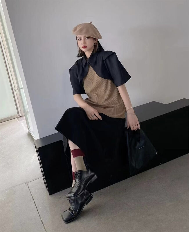 New in autumn! [HYSO] Design fake two-piece knitted sweater 70112# XJ