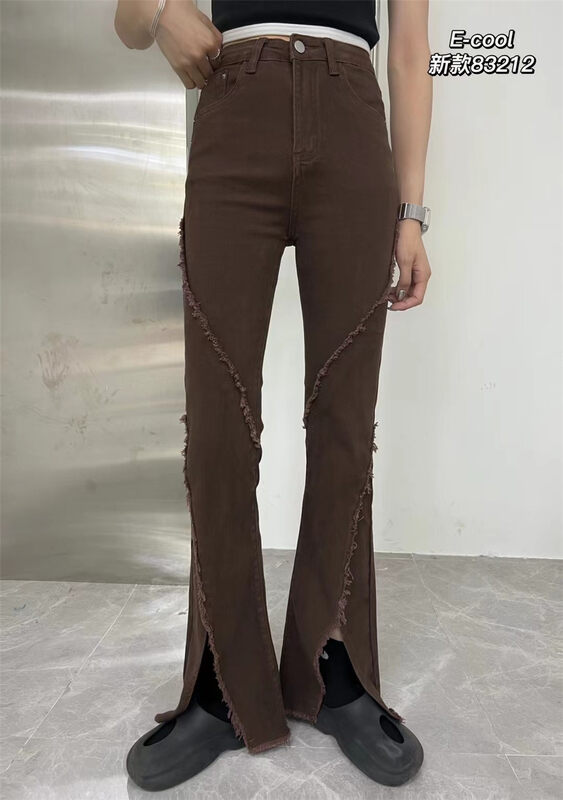 [Clothes and denim] Hot girl raw edge slit flared jeans YS1-83212# HJY