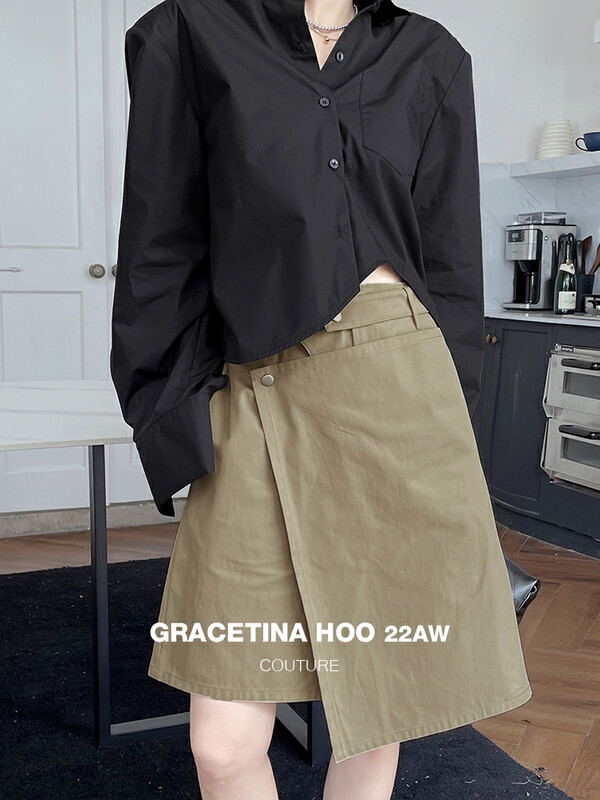 [GRACETINA HOO] Small asymmetrical design skirt pants K8292