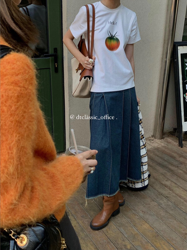 New in autumn!【DT CLASSIC】High waist and thin textured denim skirt D5125# JHY
