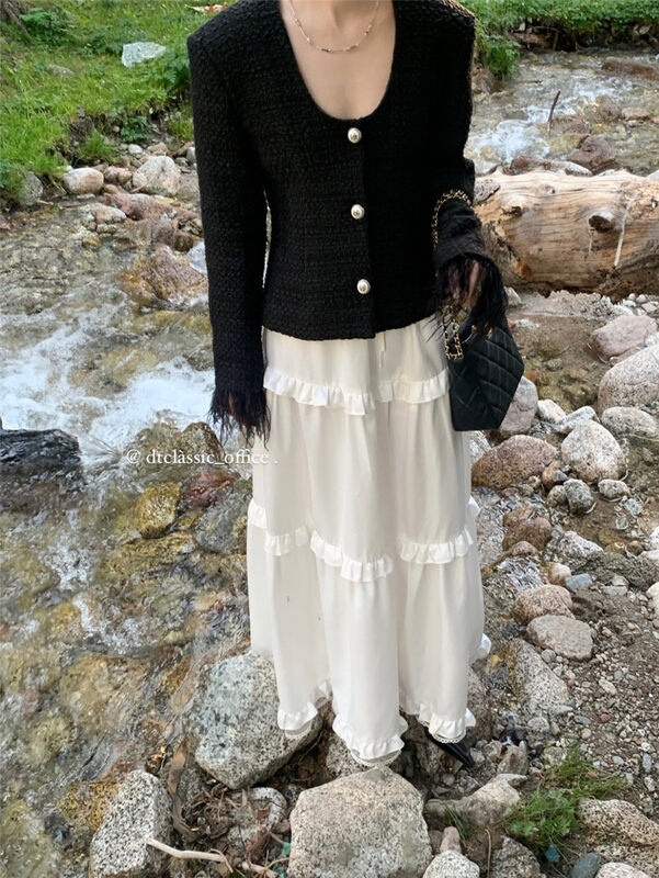 New in early autumn! [DT CLASSIC] French fungus hem stitching lace skirt 5031# XYJ