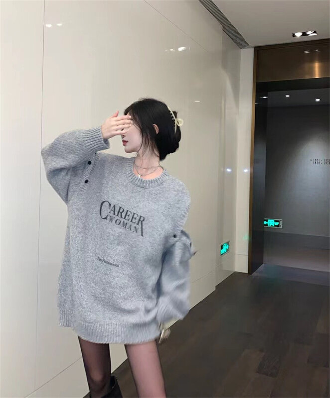 New in autumn!【BINGBING】Sleeve Hollow Versatile Knit Sweater 8629# XYJ