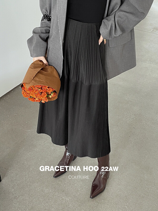[GRACETINA HOO] Senior Heavy Industry Irregular Layered Pleated Skirt BQ6150