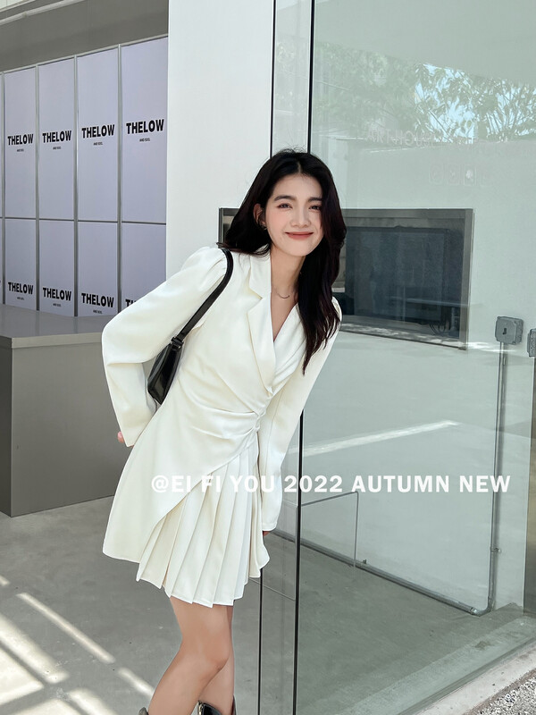 New in early autumn!【EI FI YOU】Side pleated slim suit dress 5151# LSL