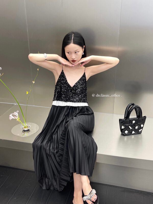 New in early autumn!【DT CLASSIC】Sequin stitching temperament dress 4875# XYJ