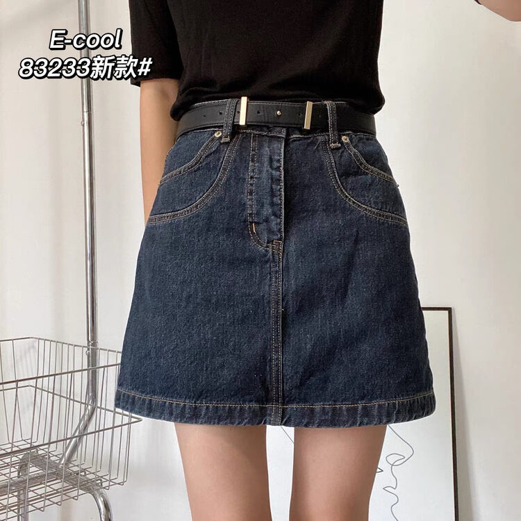 New in autumn! [Pants and denim] Korean version of denim short skirt (without belt) 83233# HJY