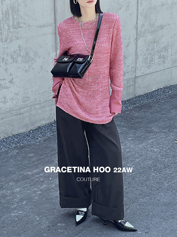 Original price 94.99! 【GRACETINA HOO】Two wears simple double pleated wide leg casual pants K8273