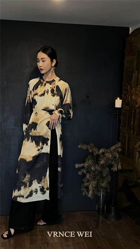 New in autumn! [VRNCE] Big-name simple tie-dye personality slimming dress 5365C# XYJ