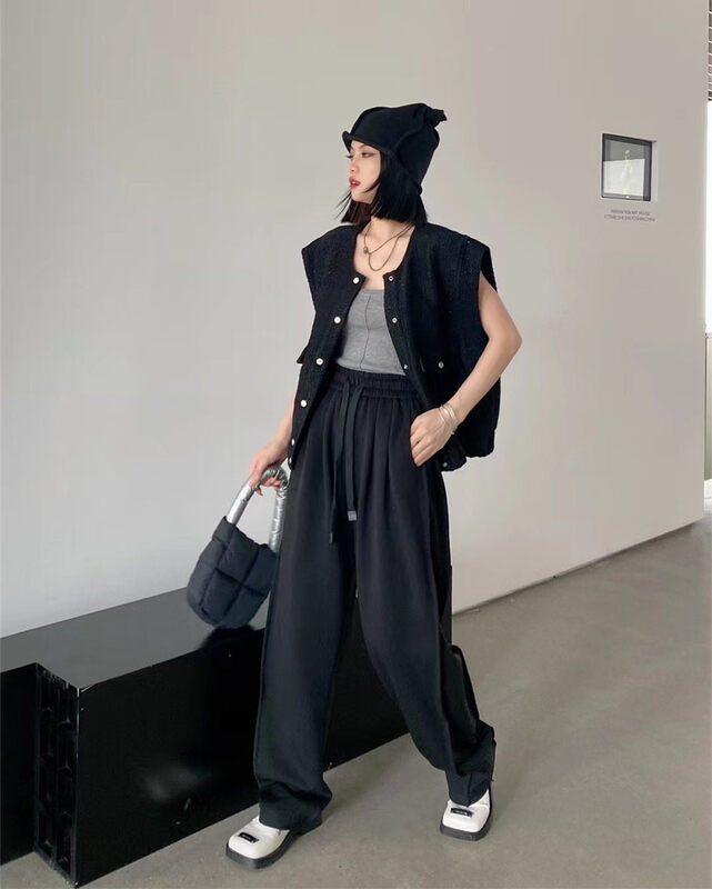 New in early autumn! [HYSO] elastic waist wide leg strappy casual pants 8987# XJ