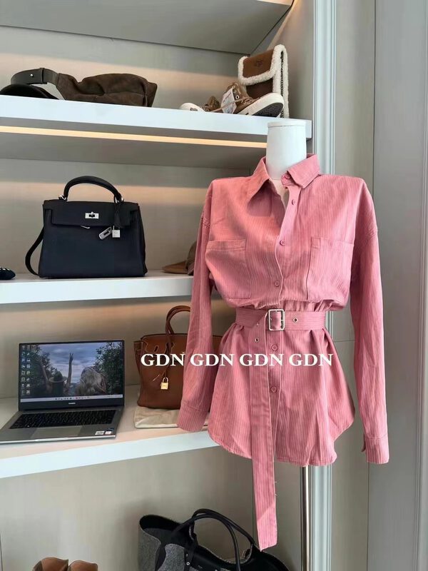 New in autumn! [GDN] Fashionable and versatile long-sleeved double-pocket shirt (with belt) K031# OZQ