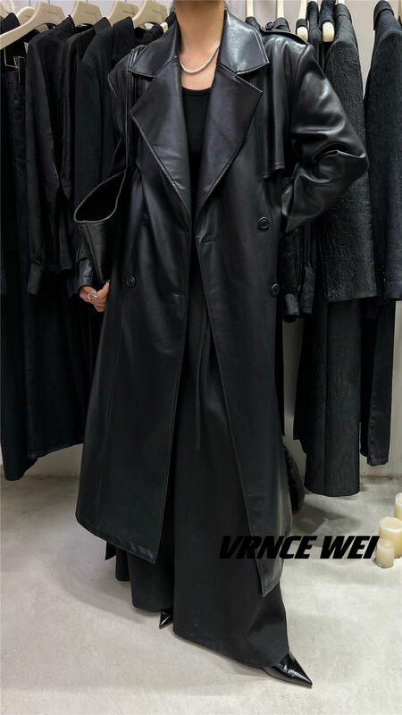 New in autumn! [VRNCE] Big-name simple temperament double-breasted fashion trench coat (with belt) 5385# XYJ