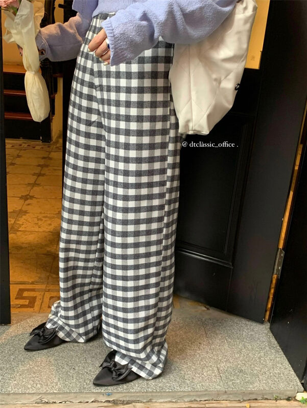 New in autumn!【EDITION】Korean plaid loose all-match straight casual pants D5035-C1# JHY