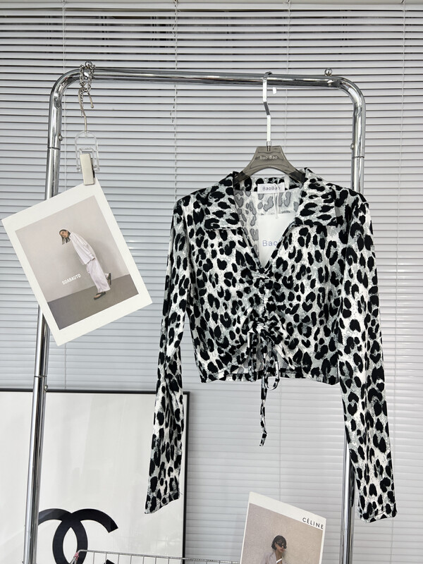 New in autumn! [BAOBAO (FAN FAN)] Contrast color drawstring design all-match small shirt 0595# OZQ
