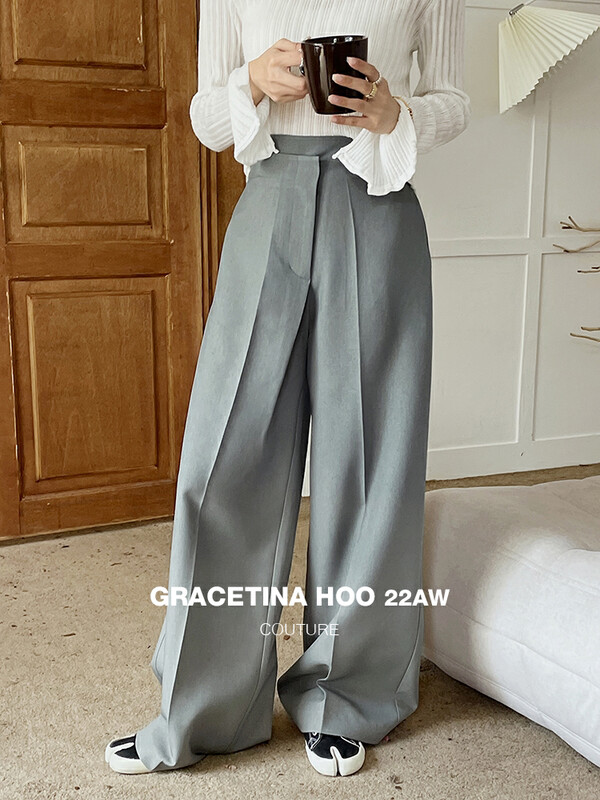 [GRACETINA HOO] Asymmetrical design of niche waist and floor casual pants K9269