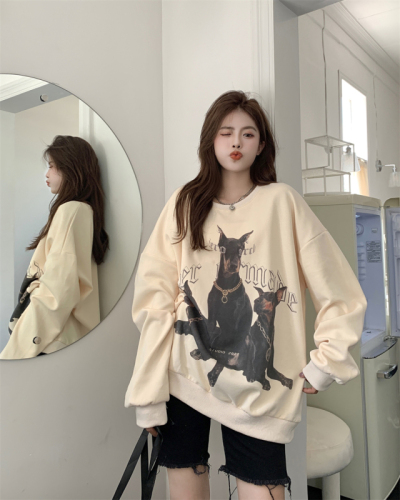 Real shot big fish scale thin sweater women's round neck printed back wrap long-sleeved top autumn clothes