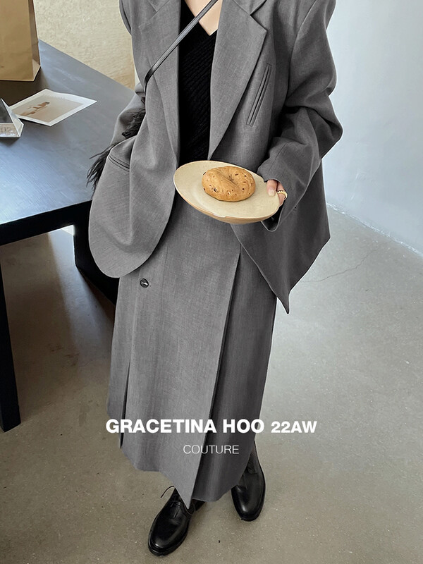 [GRACETINA HOO] Irregular design pleated slit skirt BQ2246# CQW