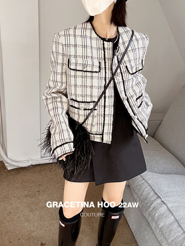【GRACETINA HOO】Xiaoxiang style striped short coat WT6199