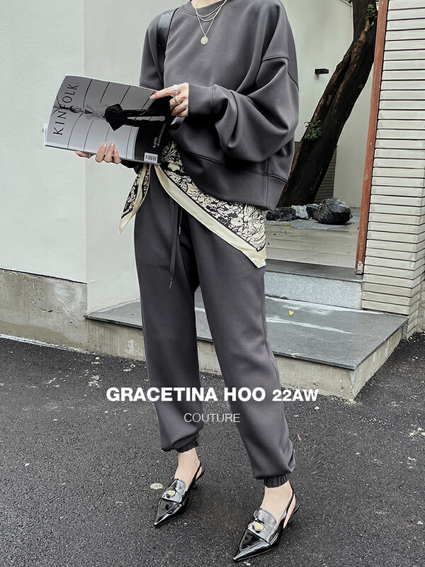 [GRACETINA HOO] Simple silhouette elastic waist long sleeve suit TZ2142