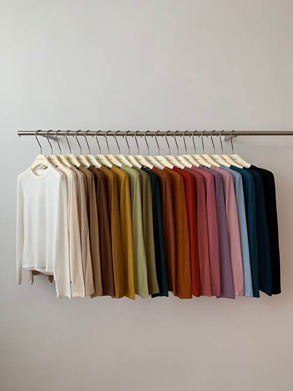 New in early autumn! [TABLE BLUE] Korean version of the simple clean long-sleeved T-shirt T6043# LSW