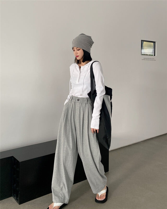 New in early autumn! [HYSO] Elastic waist wide leg all-match casual pants 8975# XJ