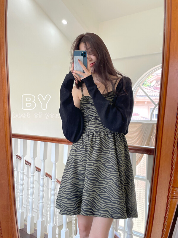 New in autumn!【BEST OF YOU】Spice Girl Sling Zebra Dress 9928# HBX