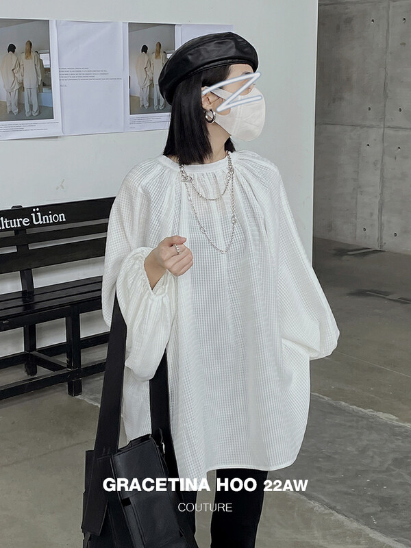 [GRACETINA HOO] Super-expensive retro department is thin and lazy A-line version of the lantern sleeve shirt and wear CS3232 before and after
