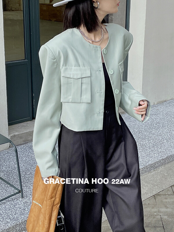 【GRACETINA HOO】Single-breasted suit with three-dimensional large pocket WT6172