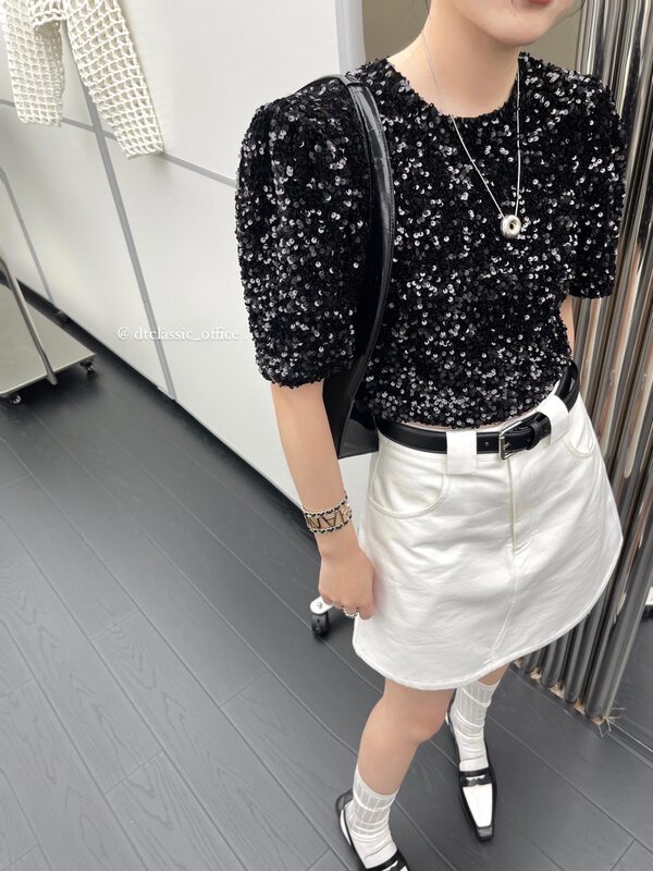 New in early autumn! [DT CLASSIC] Korean version of the sequins fashion temperament shirt 4954# XYJ