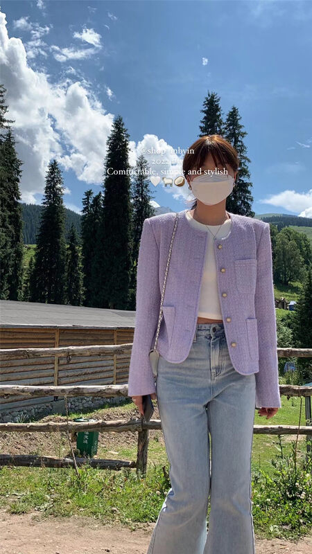 New in early autumn! [IN BY IN] round neck small fragrant style short coat (only sells coats) 1090# ZJY