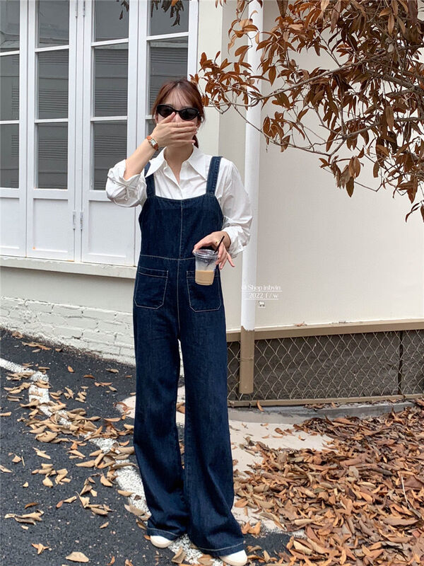 Autumn is new!【IN BY IN】Korean version of straight-tube mopping denim overalls (only selling overalls) 1196# ZJY