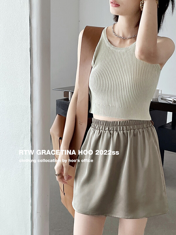 [GRACETINA HOO] Design niche high waist satin culottes BQ6209