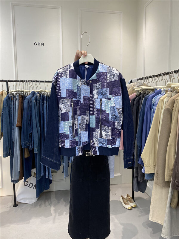 New in autumn! [GDN] Casual loose printed color-blocking short coat B178# OZQ
