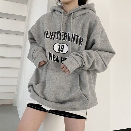 260g large fish scale 250g velvet thick sweater women's hooded print top