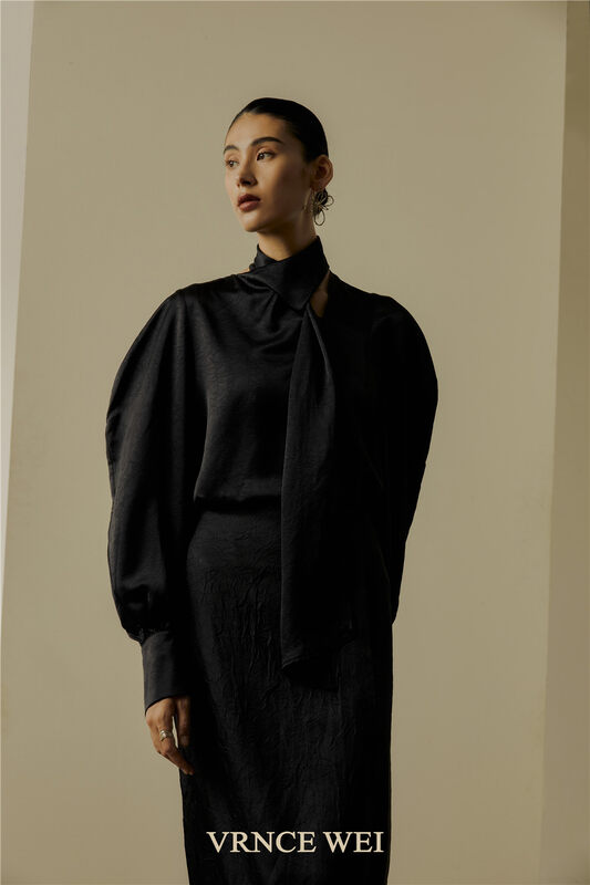 New in autumn! [VRNCE] big-name simple tie design all-match shirt 5373# XYJ