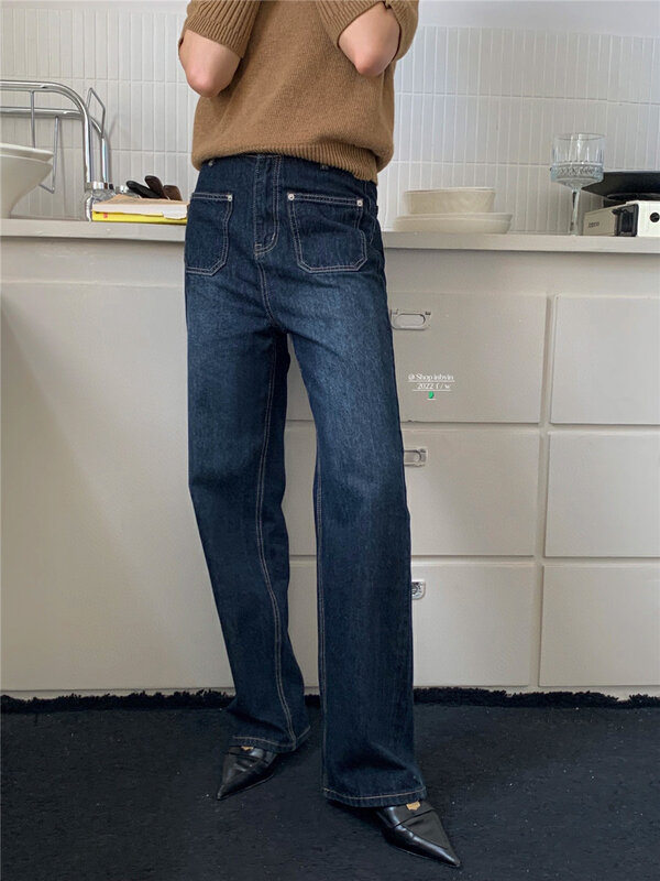 New in autumn!【IN BY IN】Korean gradient wide-leg jeans 1200# ZJY